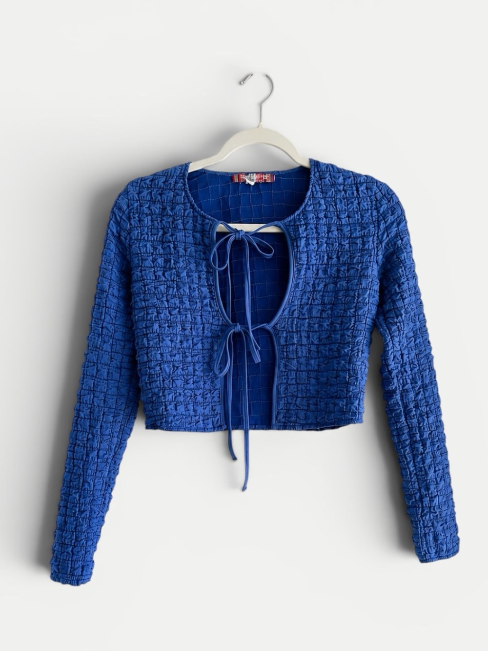 Urban Outfitters Textured Blue Tie Front Cropped Cardigan- Women’s Small